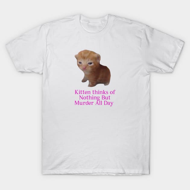 Kitten thinks of... - Meme Shirt T-Shirt by Vortexspace